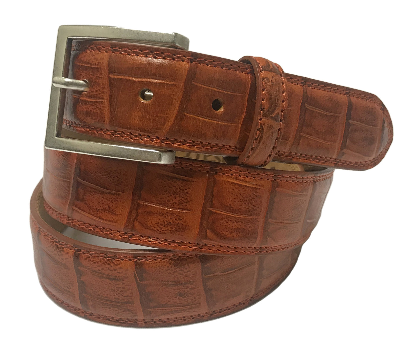 Calf Skin Crocodile Embossed Belt Brick