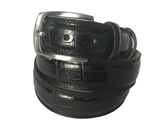 Calf Skin Crocodile Embossed Belt Black