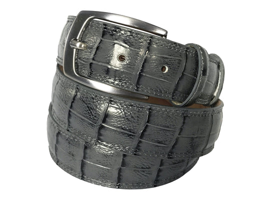 Calf Skin Crocodile Embossed Belt Gray