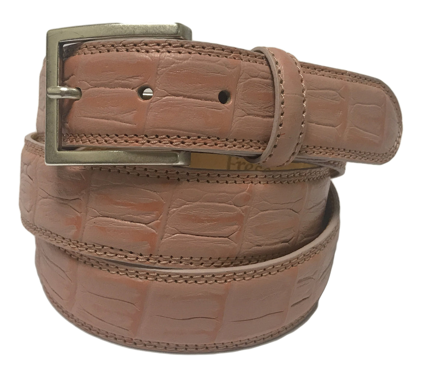 Calf Skin Crocodile Embossed Belt Soft Pink