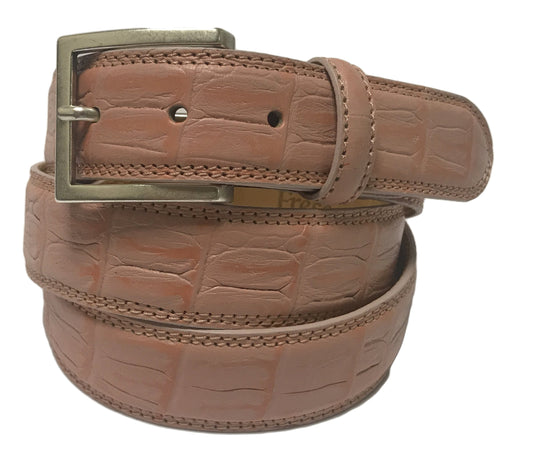 Calf Skin Crocodile Embossed Belt Soft Pink