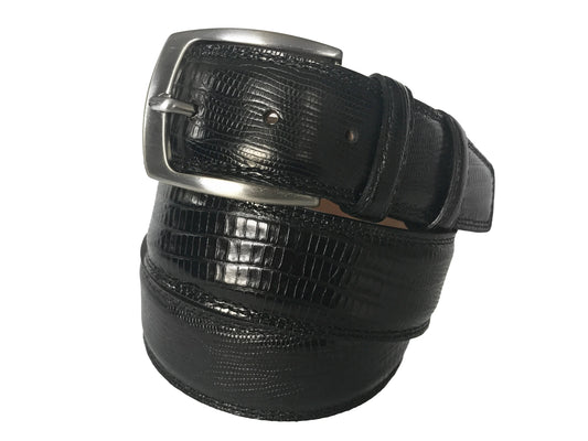 Calf Skin Lizard Embossed Belt Black