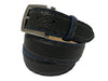 Bison Skin Painted Edge Belt Black / Blue Pick Stitch