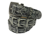 Caiman Skin Hornback Handpainted Belt Gray/Black