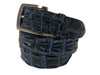 Caiman Skin Hornback Handpainted Belt Blue/Black