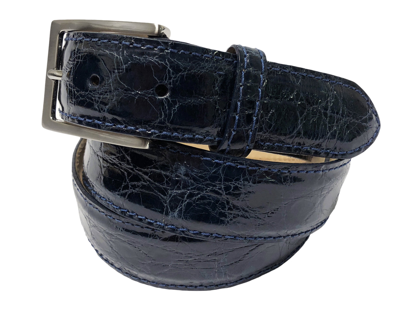 Alligator Skin Glossy Belt Navy