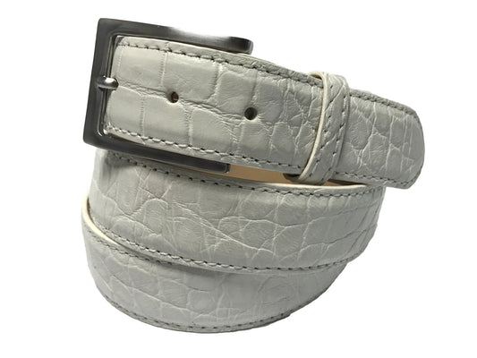 Alligator Skin Matte Belt White